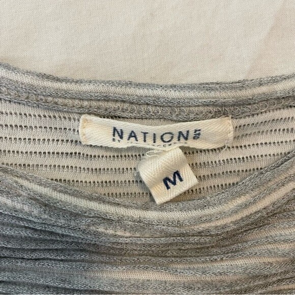 NATION LTD Ribbed Burnout Distressed Texture Grey Long Sleeve Shirt Women Medium - Picture 9 of 13
